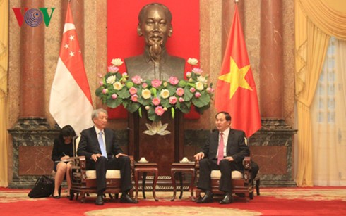 Staatspräsident Tran Dai Quang empfängt den Vizepremierminister Singapurs Teo Chee Hean - ảnh 1